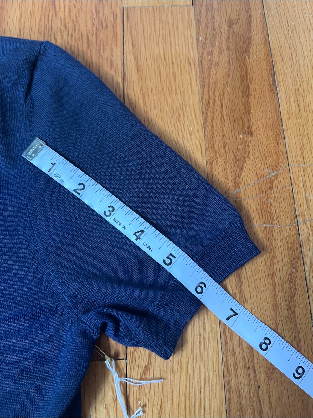 Per Se Navy Short-Sleeve Jewel-Embellished Knit Top S - Picture 12 of 14